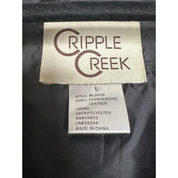 Cripple Creek Men's Leather Vest Western Cowboy Style Black Size L‎
